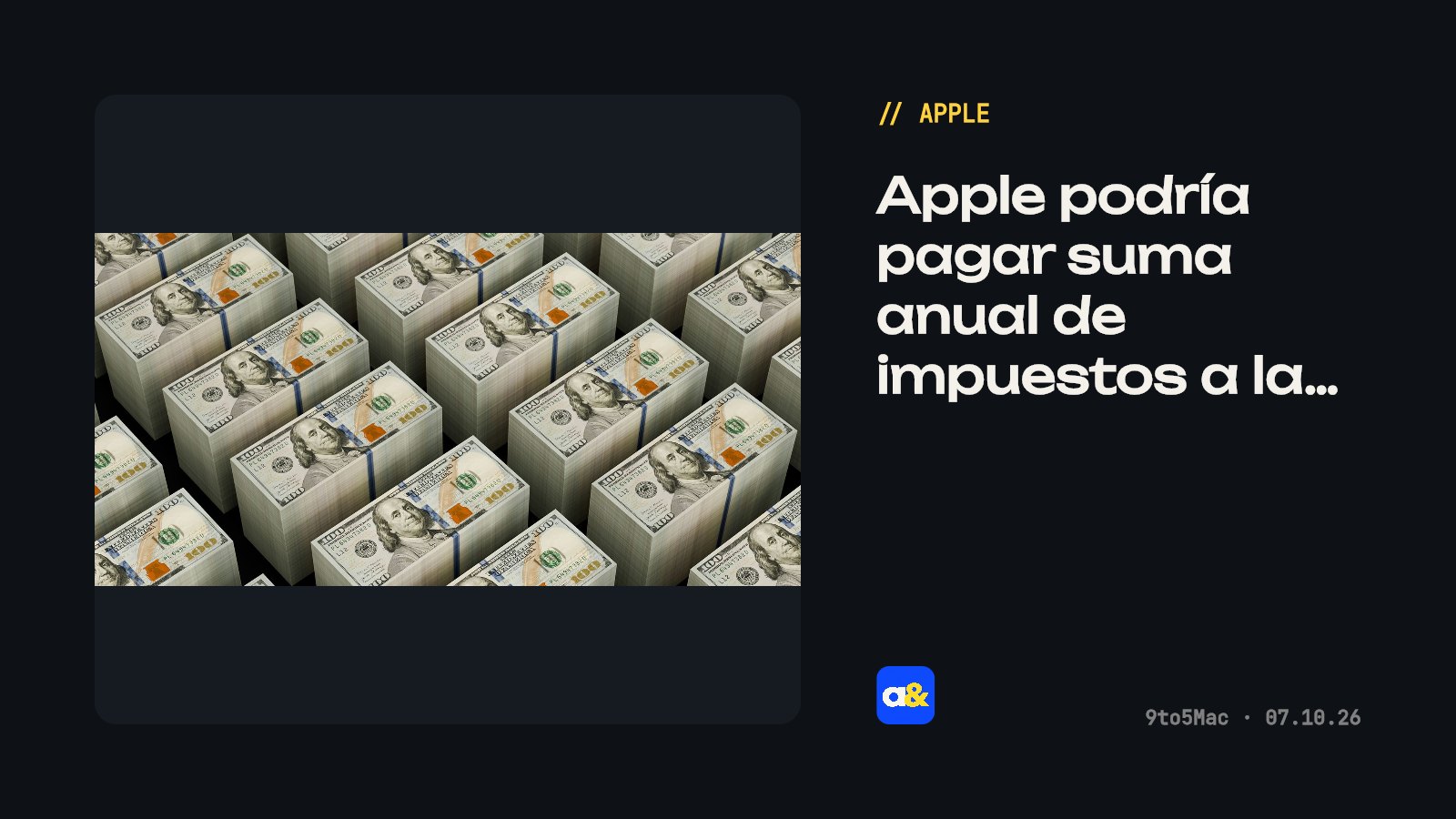 Apple podría pagar suma anual a la UE por impuestos