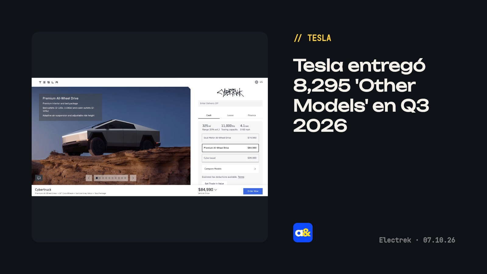 Tesla Cybertruck con ventas bajas en Q3 2026