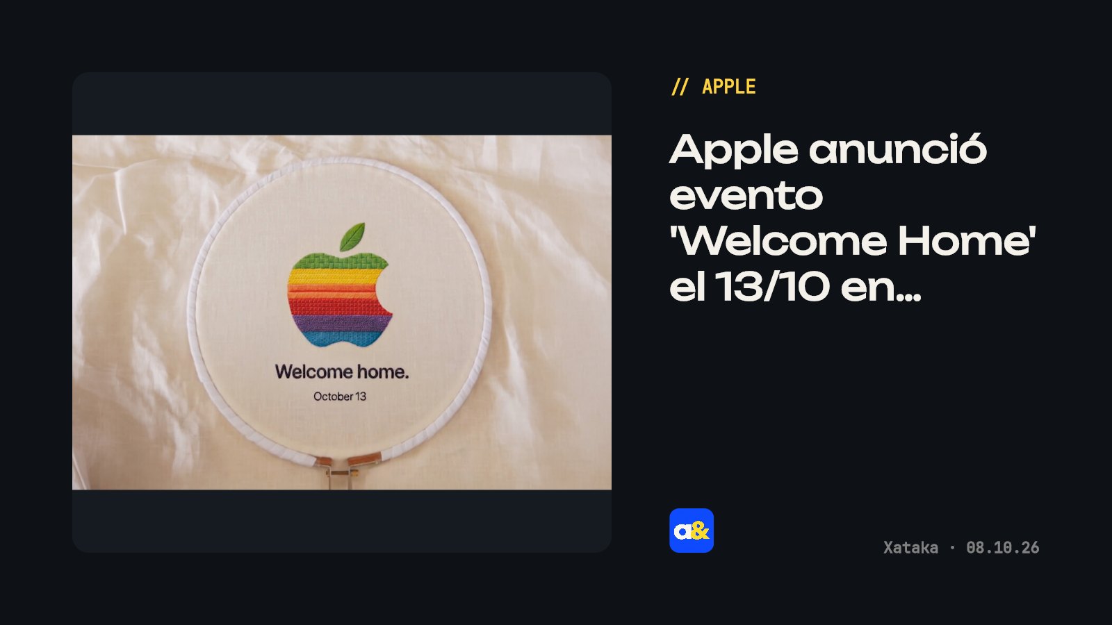 Apple anunció evento 'Welcome Home' para el 13 de octubre