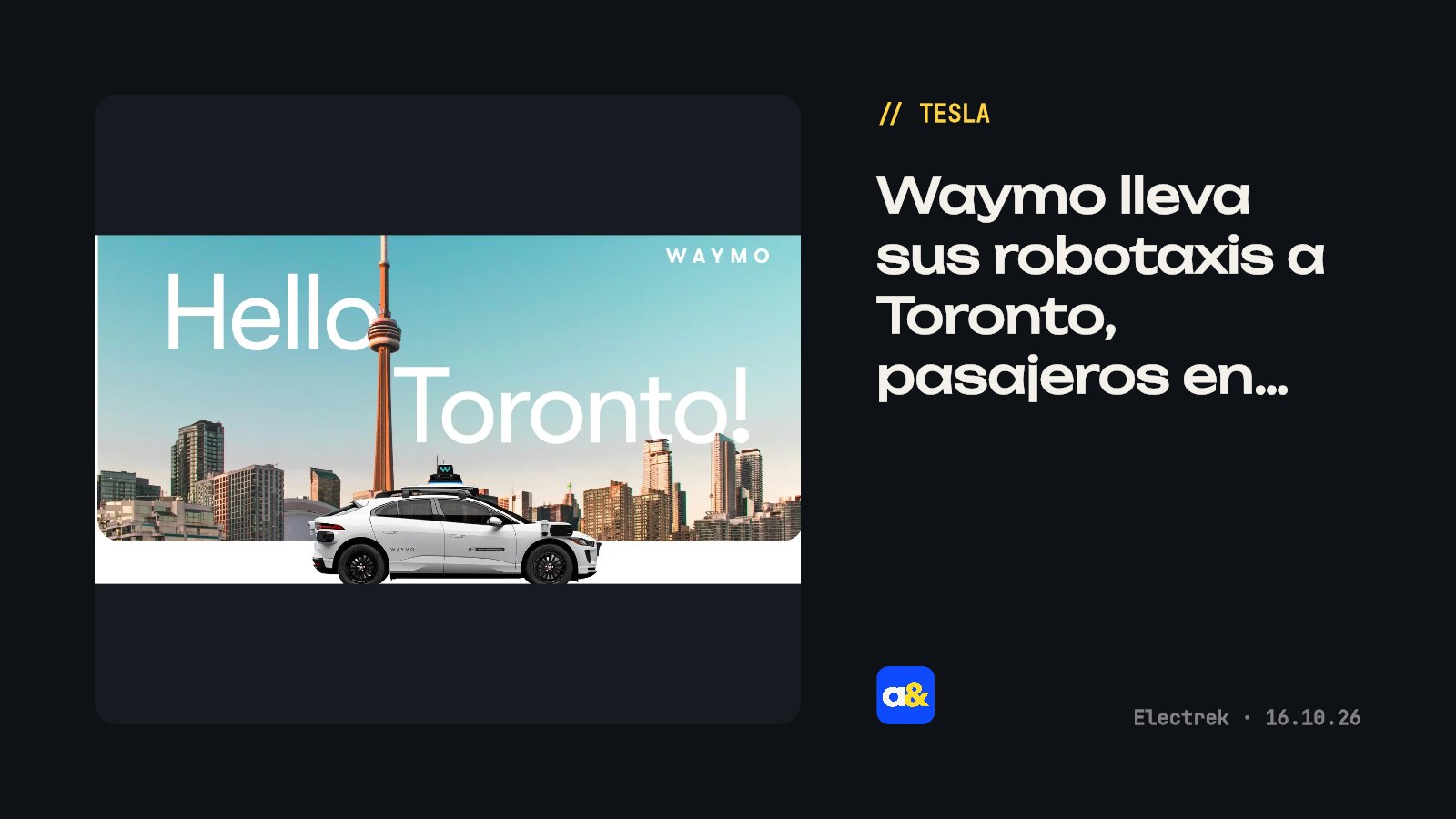 Waymo llevará sus robotaxis a Toronto, pasajeros en 2028