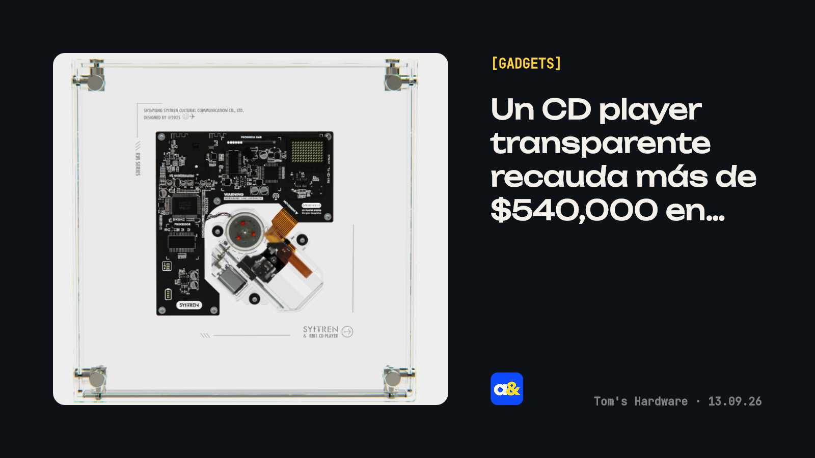 Un CD player transparente recauda más de $540,000 en Kickstarter