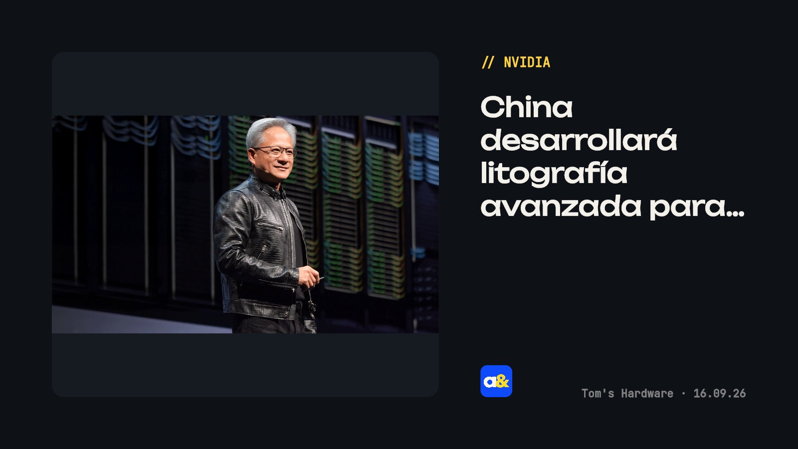 Jensen Huang predice desarrollo de litografía avanzada en China