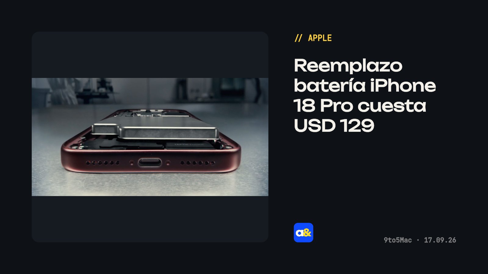 Costo de reemplazo de baterías de iPhone 18 Pro fuera de garantía