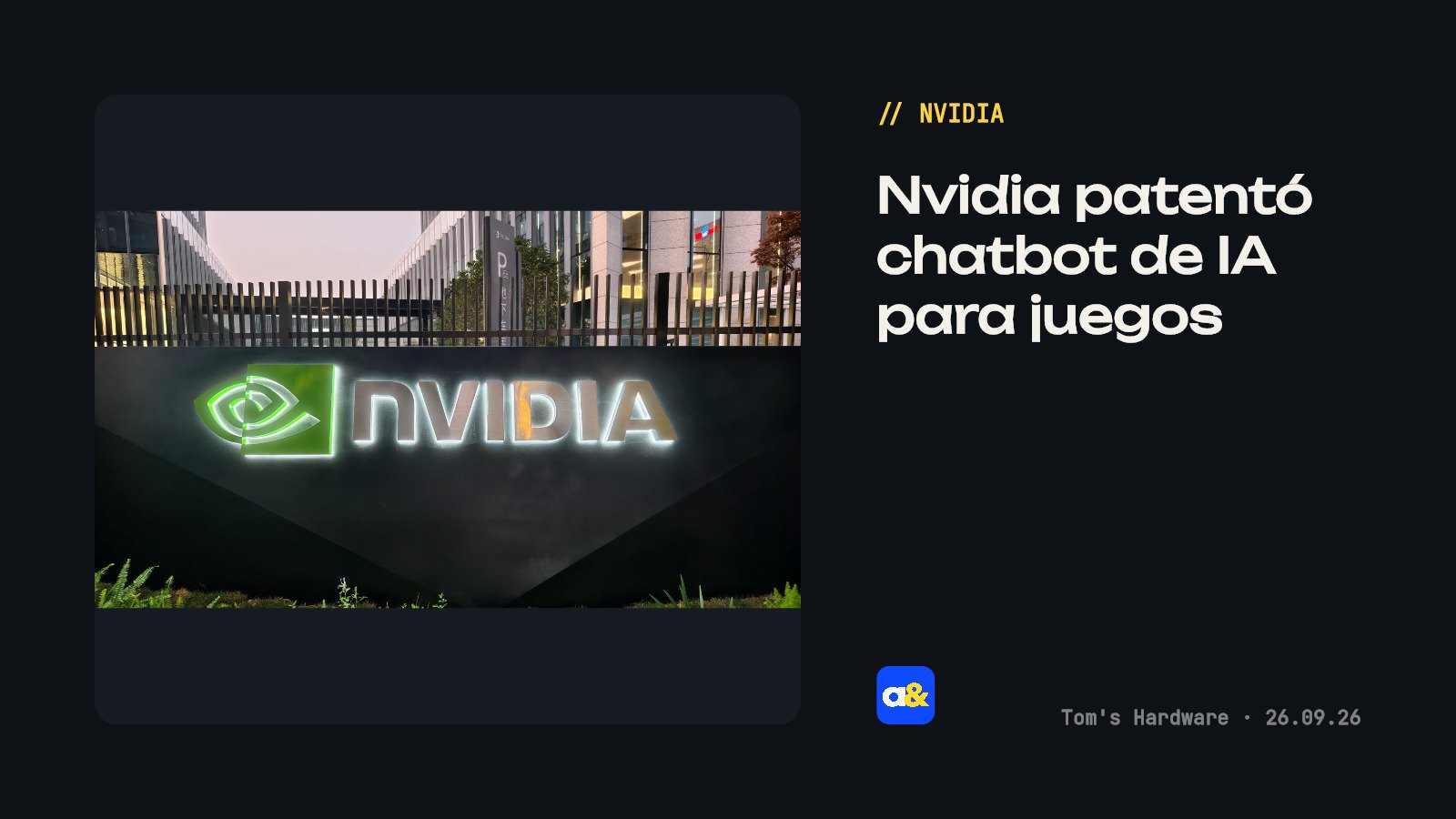 Nvidia patentó chatbot de IA para optimización de juegos