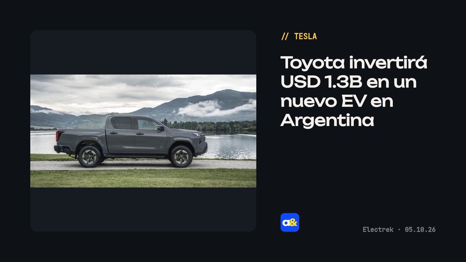 Toyota invertirá USD 1.3 mil millones en EV en Argentina
